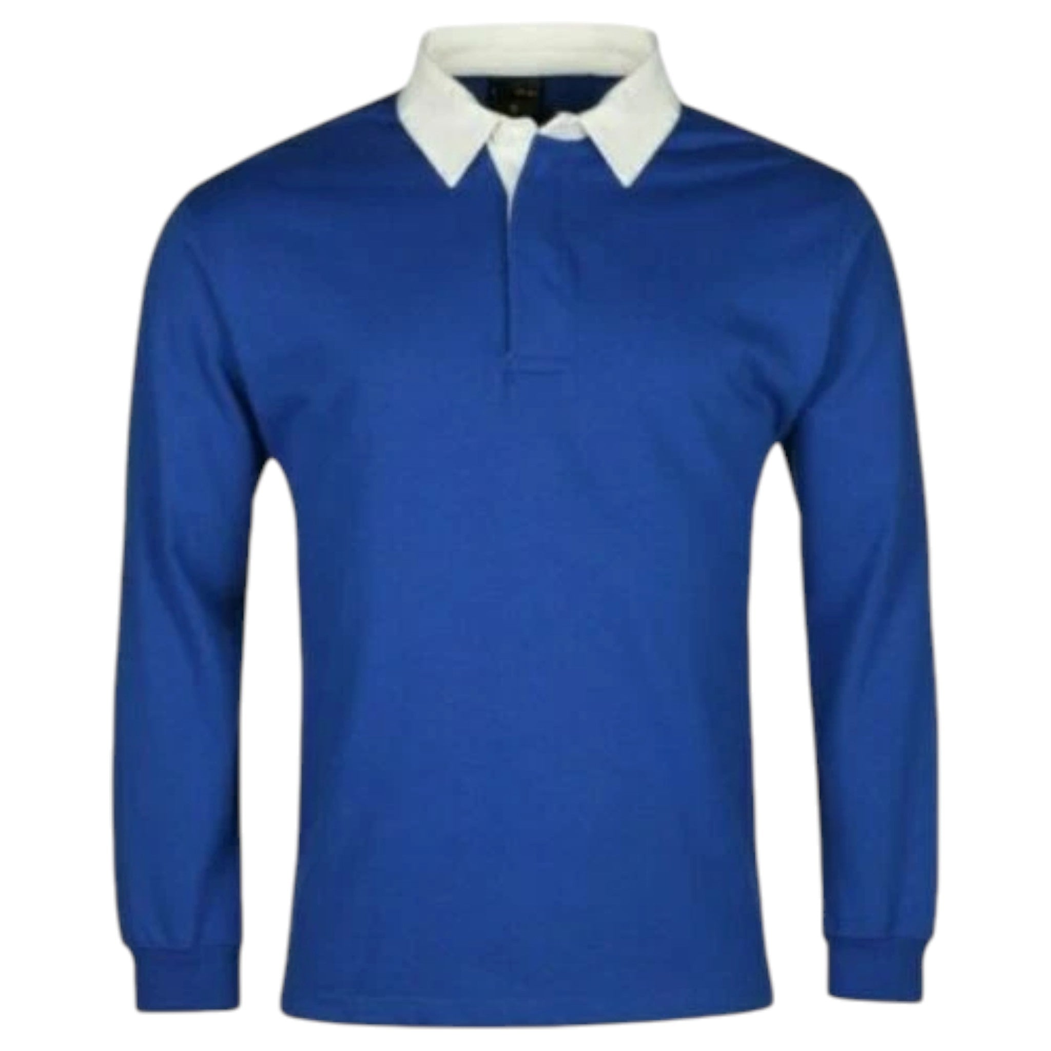 Classic rugby-style polo top for kids, long sleeves perfect for teams and schools in royal blue